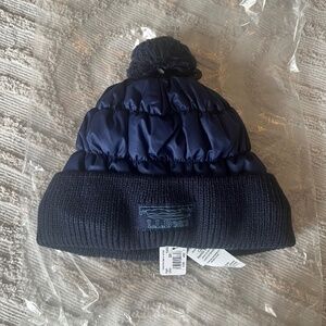 LL Bean Kids Puffer PomPom beanie NWT